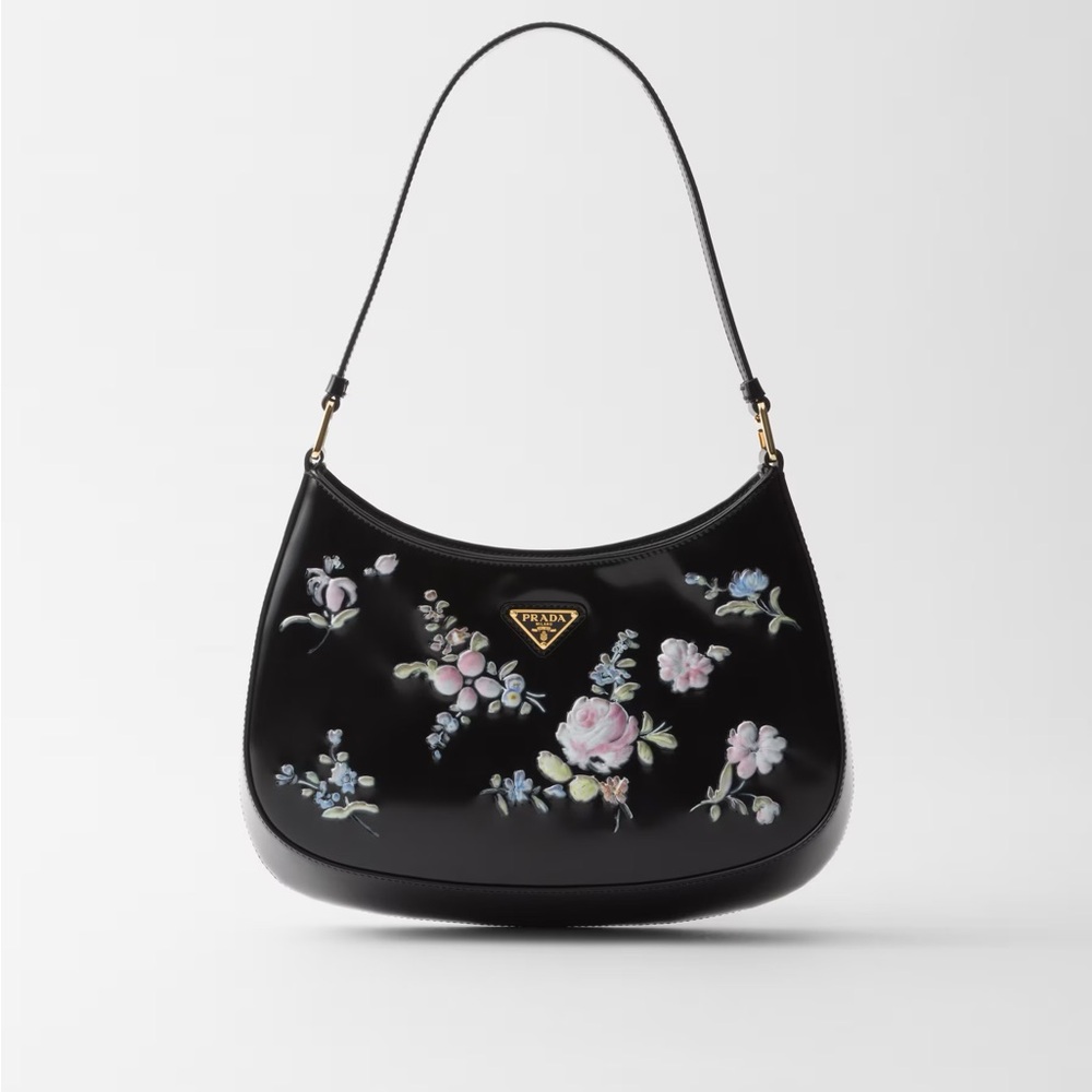 Prada Cleo printed brushed leather shoulder bag